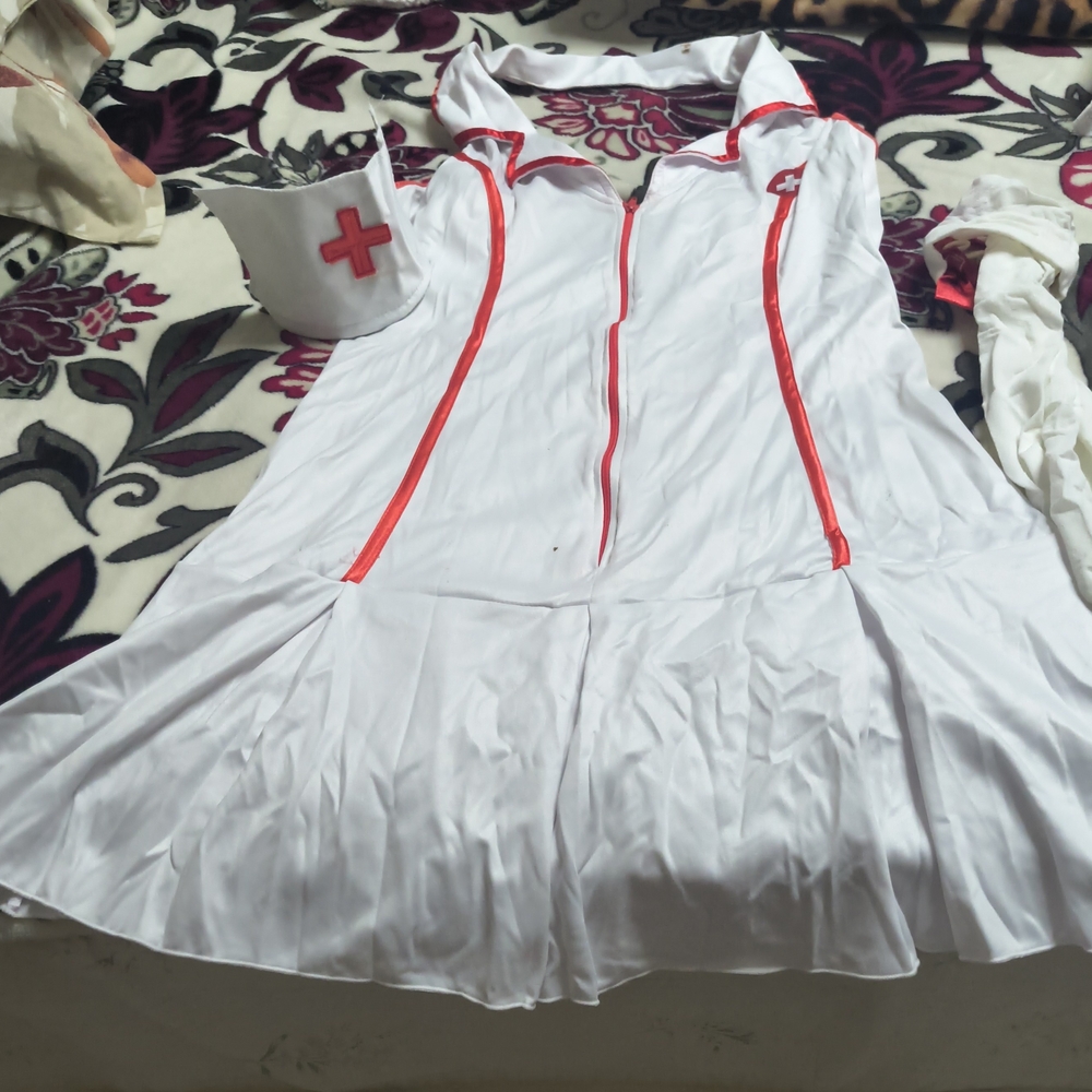 Leg Avenue White Dress with Red Trim